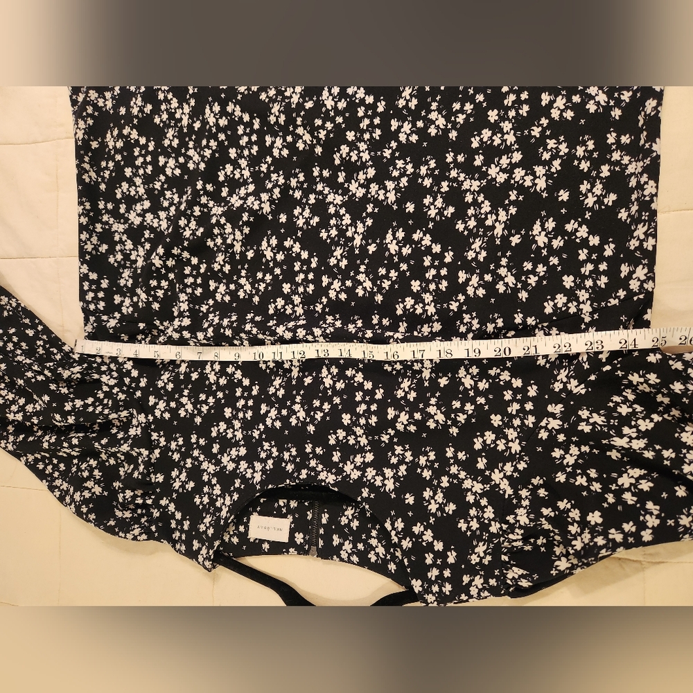 MELLODAY Blouse, Black & White Floral Pattern, Long Sleeve,  Size XXL - Picture 10 of 12